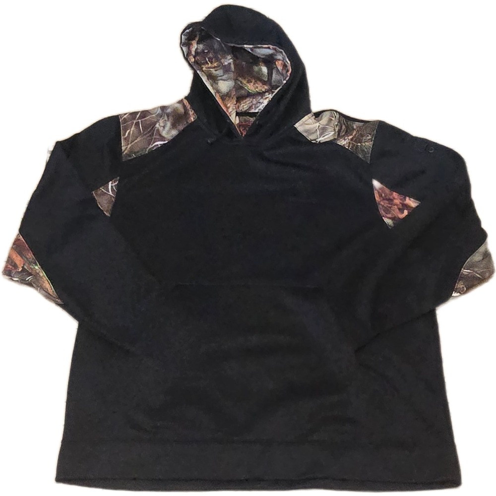 Huntworth Mens XL Black Camo Performance Hoodie Sweatshirt Sleeve Pocket